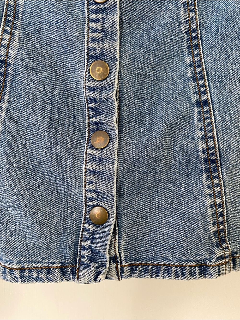 Boston Proper Denim Skirt A-Line Snap-Front Jeans Skirt 90s Y2K style small - Picture 3 of 8
